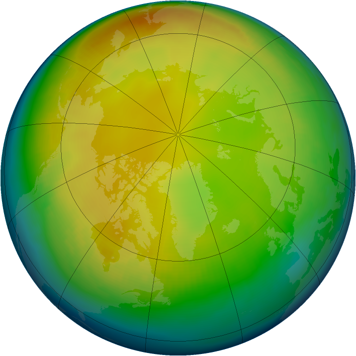 Arctic ozone map for January 1999